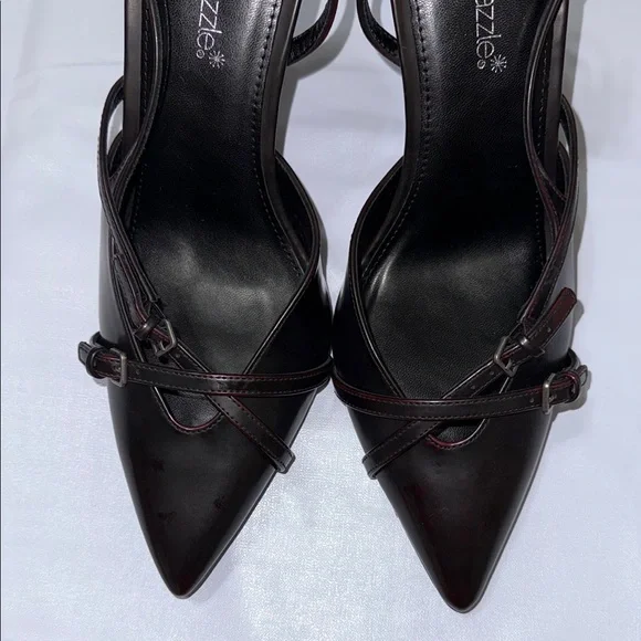 Shoe Dazzle Black Stiletto Heels with X-Strap Size 10 - Picture 2 of 11
